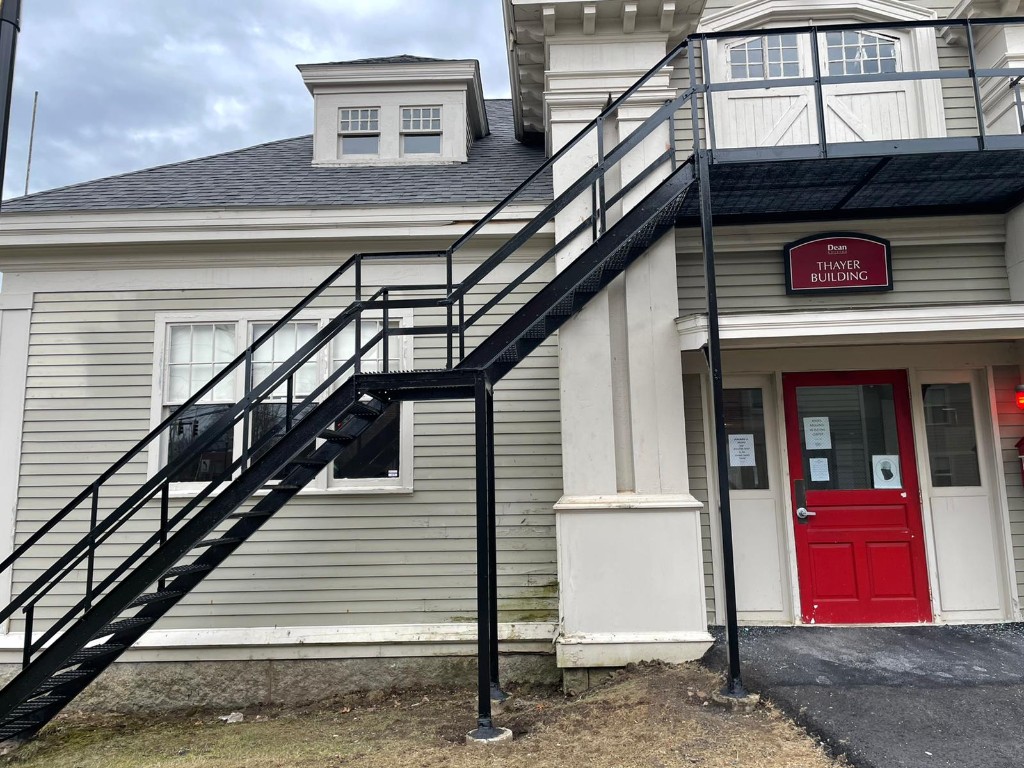 Black steel fire escape on a Massachusetts building